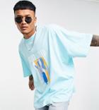 Reclaimed Vintage Inspired Oversized T-shirt With Art Print In Light Blue