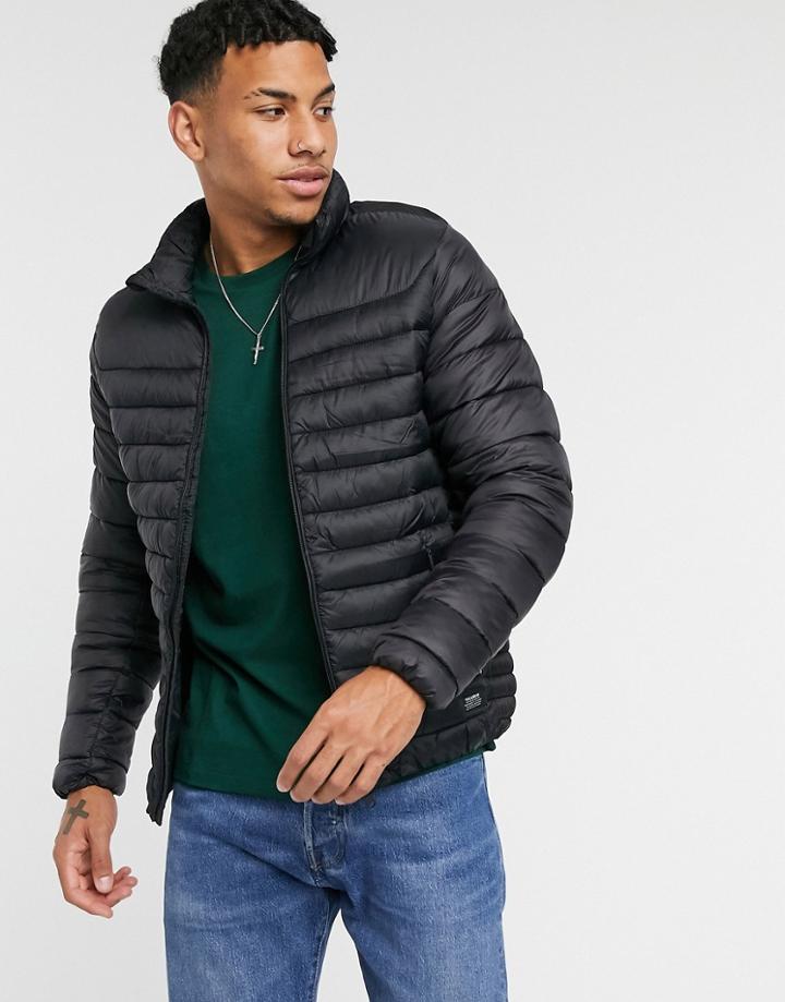 Pull & Bear Light Padding Jacket In Black