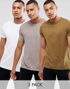 Asos T-shirt With Crew Neck 3 Pack Save - Multi