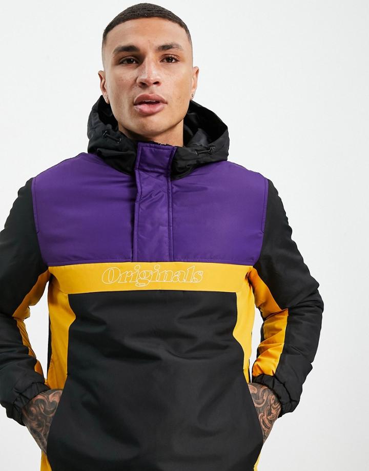 Jack & Jones Originals Overhead Jacket In Black Color Block
