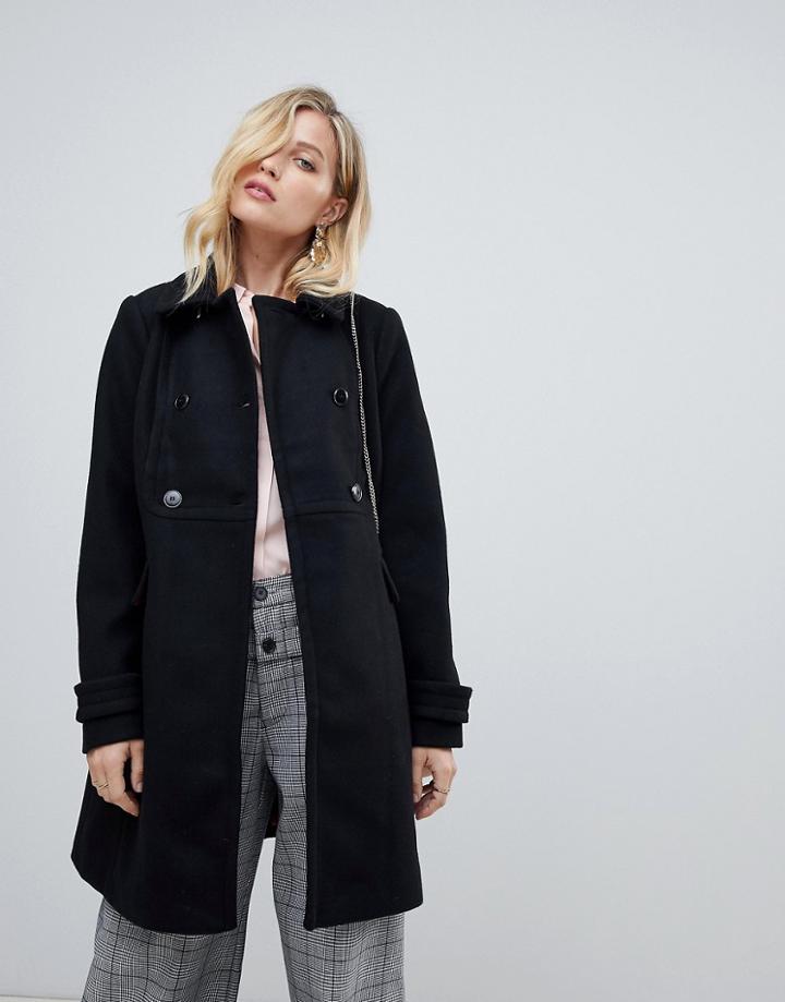 Oasis Tailored Coat In Black - Black