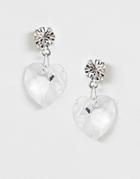 Krystal London Swarovski Crystal Hanging Heart Earrings-clear