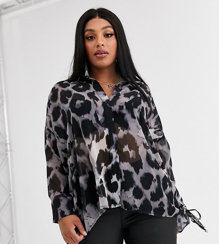 Religion Plus Oversized Shirt In Leopard