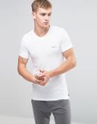 Diesel Logo Crew Neck T-shirt In Stretch Cotton White - White
