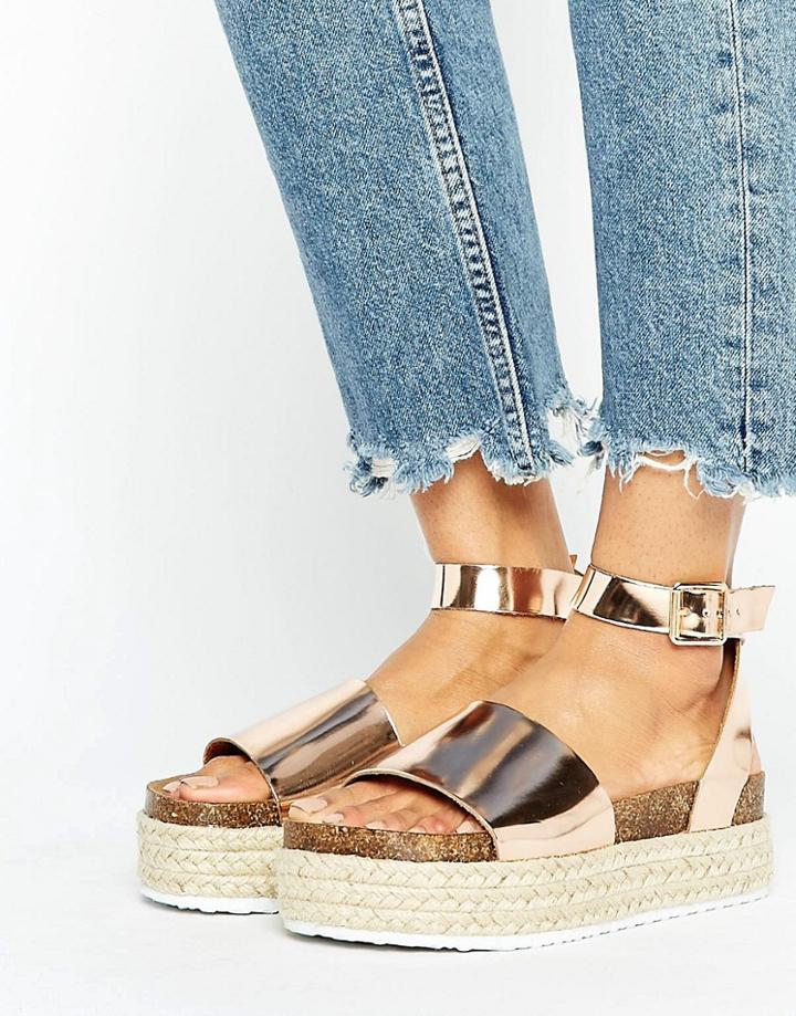 Asos Fergie Two Part Chunky Sandals - Gold