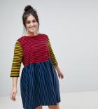Asos Curve Cut About Stripe Mini Smock Dress - Multi