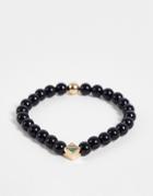 The Status Syndicate Crackle Bead Bracelet In Black With Gold-silver