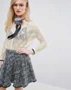 Sister Jane Lace Shirt With Metallic - Cream