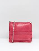 Urbancode Leather Crossbody Bag With Fold Through Detail - Pink
