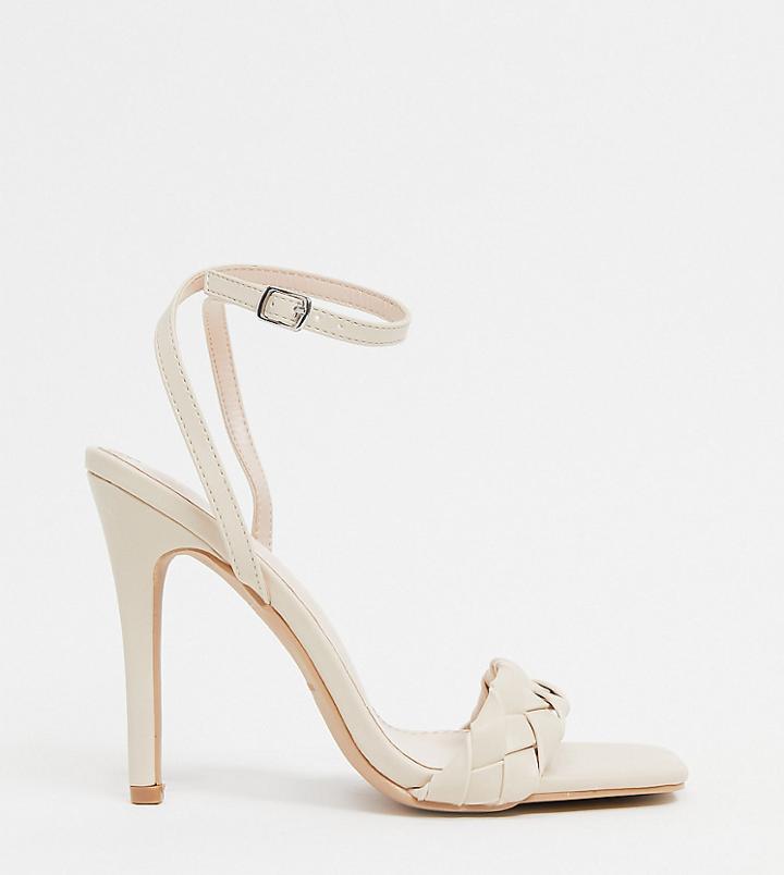 Raid Wide Fit Judy Plaited Heeled Sandals In Beige-neutral