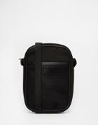 Asos Cross Body Bag In Black Scuba With Mesh Front Pocket - Black