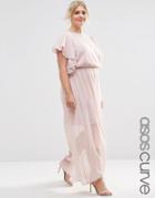 Asos Curve Ruffle Sleeve Maxi Dress - Pink