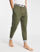 Calvin Klein Lounge Sweatpants With Camo Waistband In Khaki-green