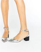 Asos Show Up Pointed Glitter Heels - Silver