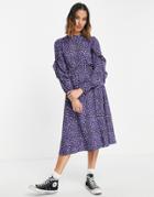 Vero Moda Long Sleeve Midi Dress In Print-multi