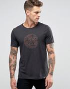 Pretty Green T-shirt With Paisley Logo Print In Slim Fit Black - Black