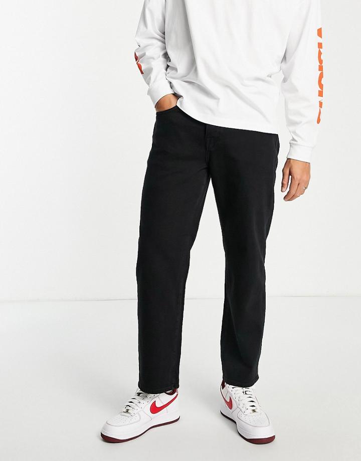 Selected Homme Organic Cotton Kobe Loose Fit Jeans In Washed Black