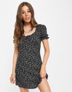 Aeropostale Puff Sleeve Flare Dress In Baby Blue-blues