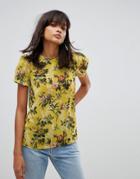 Oasis Floral Print Velvet T-shirt - Multi