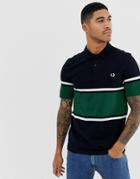 Fred Perry Stripe Polo In Green