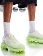 Asos Design Sneakers In White With Neon Green Ombre