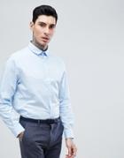 Process Black Plain Poplin Slim Fit Shirt - Blue