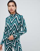 Vero Moda Chevron Stripe High Neck Sweater - Multi