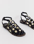 River Island Caged Flat Sandal With Studs In Black