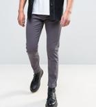 Mennace Muscle Fit Slim Fit Cropped Jeans With Raw Hem In Gray - Gray