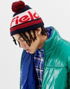 Penfield Sandford Bobble Logo Beanie In Navy/red - Navy