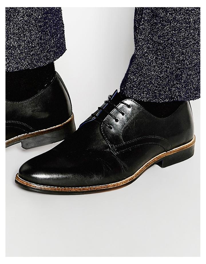 Red Tape Lace Up Shoes In Black Leather - Black