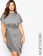 Asos Curve Wrap Twist T-shirt Dress - Gray