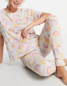 Lindex Josie Cotton Rainbow Print T-shirt And Legging Set In Gray Heather - Gray-grey