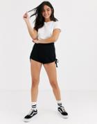 Asos Design Short With Ruched Side-black
