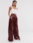 Asos Edition High Waisted Sequin Wide Leg Pants-copper