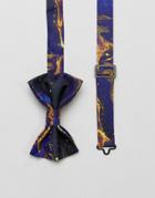 Asos Bow Tie In Marble Print - Purple