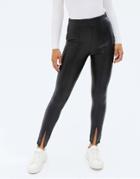 New Look Faux Leather Split Front Legging In Black