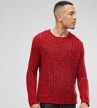 Asos Tall Heavyweight Fisherman Rib Sweater In Burgundy - Red
