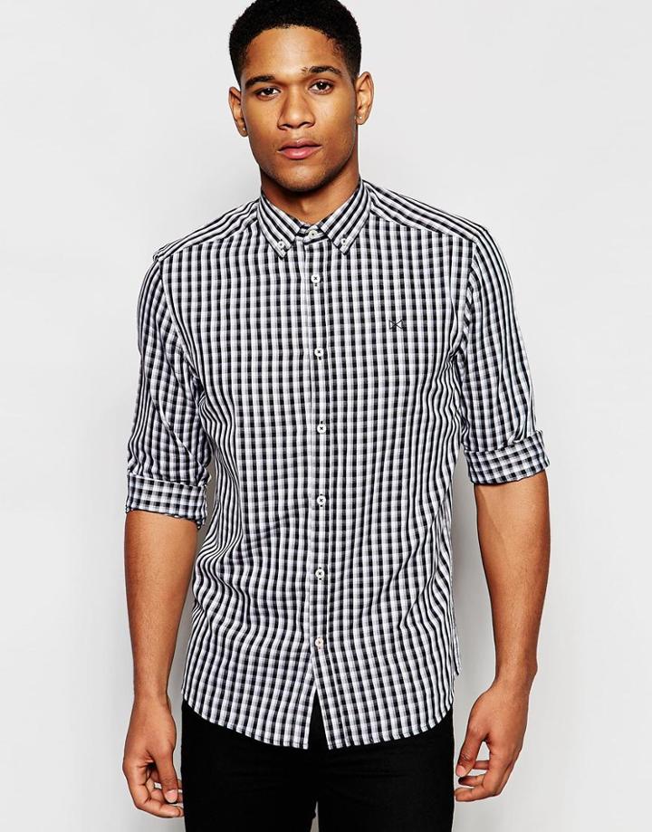 Solid Monochrome Check Shirt - Black