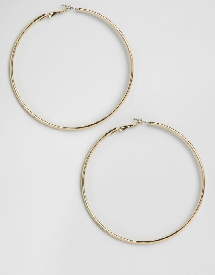 Nylon Oversized Hoop Earrings - Gold