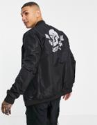 Bolongaro Trevor Moth Skull Bomber Jacket-black