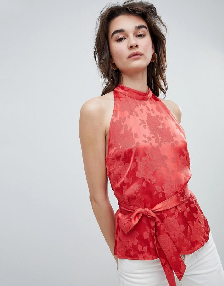 Gestuz Rose Jacquard Sleeveless Top - Red