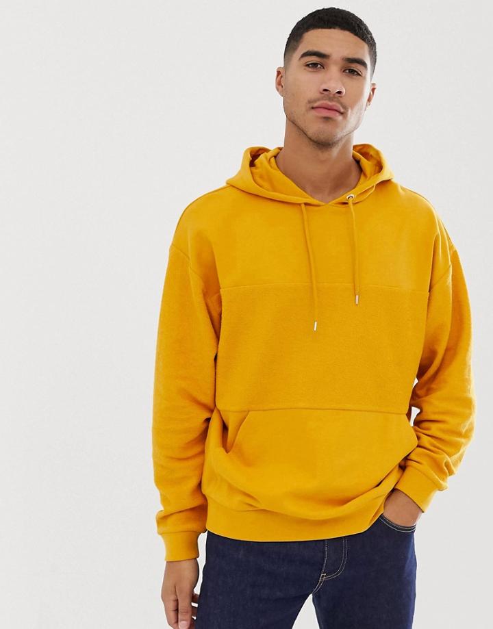 Asos Design Oversized Hoodie In Yellow With Reverse Panel