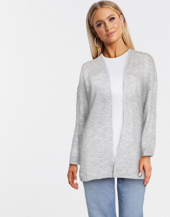 Jdy Crea Long Sleeve Cardigan In Light Gray-grey
