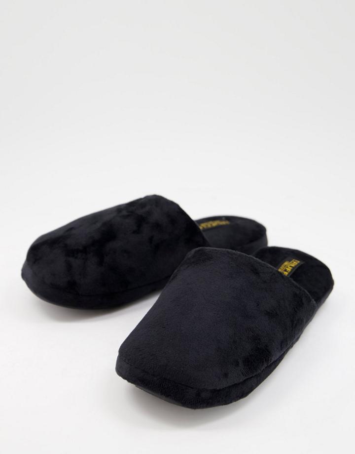 Truffle Collection Fluffy Mule Slipper In Black