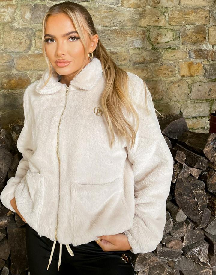 Odolls Collection Faux Fur Trucker Jacket In Cream-white