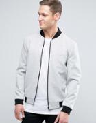 New Look Smart Jersey Bomber In Gray - Green