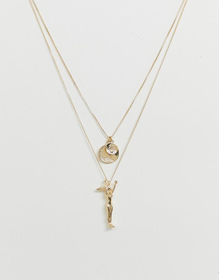 Weekday Mystic Pendant Necklace Set In Gold - Gold
