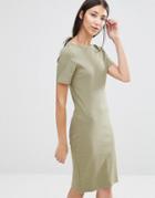 Vila Solid Bodycon Dress In Moss Green - Green