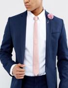 Asos Slim Tie And Floral Lapel Pin - Pink